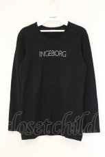 画像1: INGEBORG / ストーンロゴカットソー  クロ O-26-07-24-1041-LO-TO-IG-OS (1)