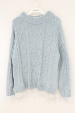 画像1: axes femme / 裾レースベロアモールニット F サックス O-26-07-24-1052-AX-TO-IG-OS (1)