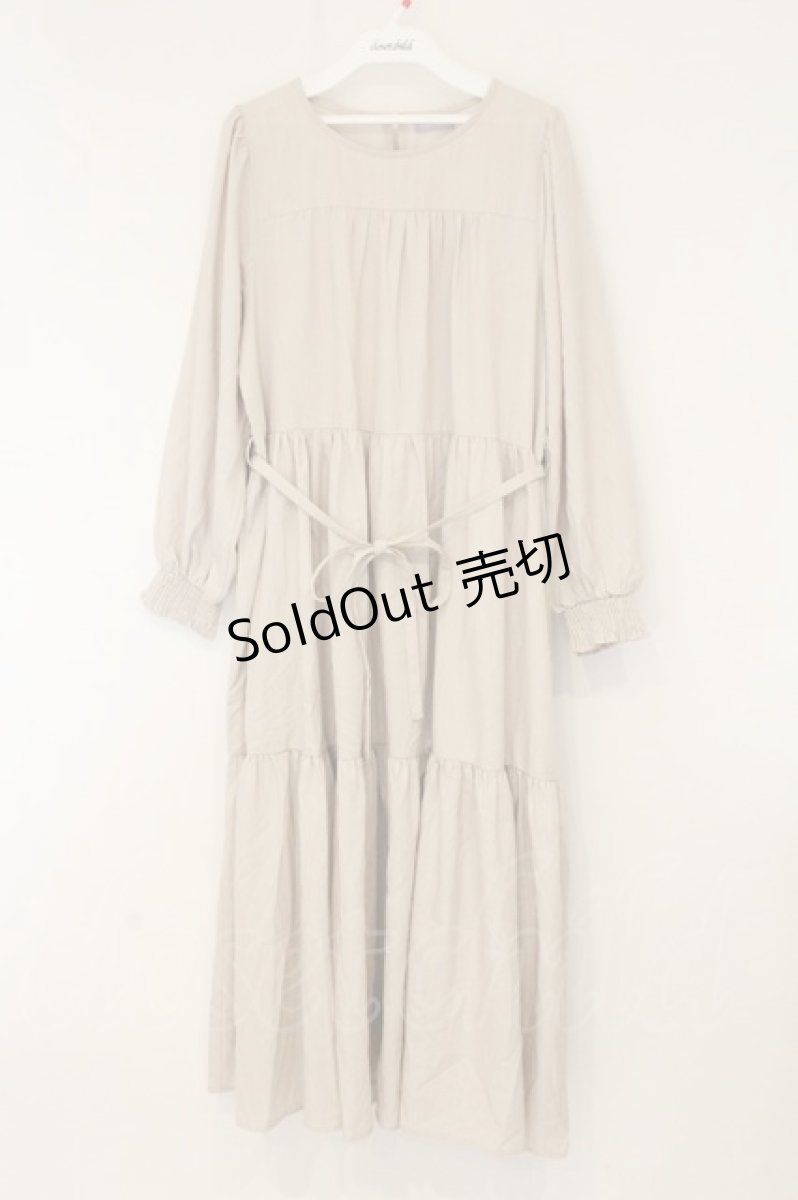 画像1: axes femme POETIQUE / ティアードロング長袖ワンピース M ベージュ O-26-07-24-1060-AX-OP-OW-ZI (1)