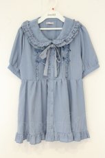 画像1: axes femme POETIQUE / トッピングリボンロングブラウス M ブルー O-26-07-24-1067-AX-BL-OW-OS (1)