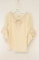 画像1: axes femme / レース重ね袖チュールプルオーバー M キナリ O-26-07-24-1086-AX-TO-OW-OS (1)