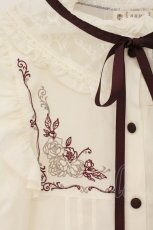 画像2: axes femme / クラシカル刺繍七分袖ブラウス M キナリ O-26-07-24-1089-AX-BL-OW-OS (2)