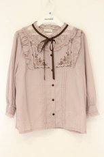 画像1: axes femme / クラシカル刺繍七分袖ブラウス M ピンク O-26-07-24-1090-AX-BL-OW-OS (1)