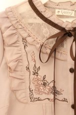 画像2: axes femme / クラシカル刺繍七分袖ブラウス M ピンク O-26-07-24-1090-AX-BL-OW-OS (2)