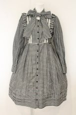 画像1: Physical Drop / はしごレースギンガムボウタイワピース  クロ×シロ O-26-07-24-1008-LO-OP-IG-OS (1)