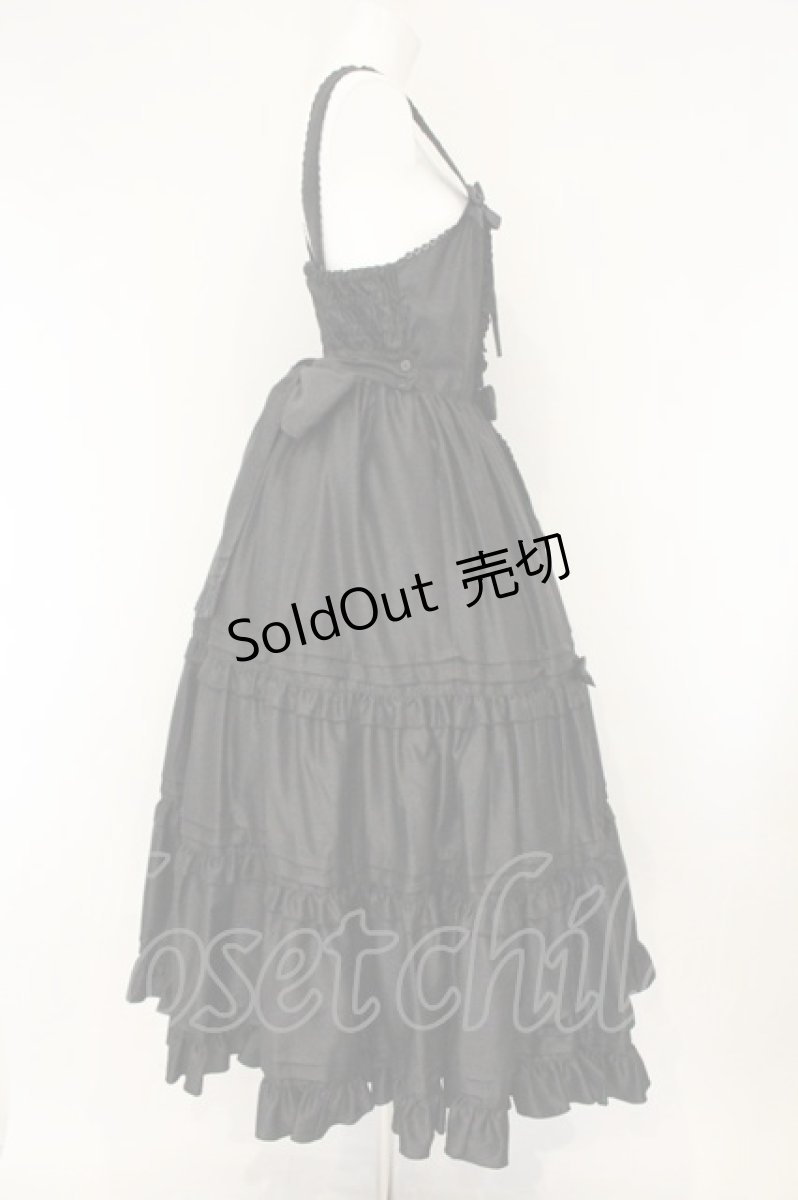 画像4: metamorphose / シャンタンレースアップティアードロングジャンパースカート  クロ O-26-07-24-1001-ME-OP-IG-OS (4)