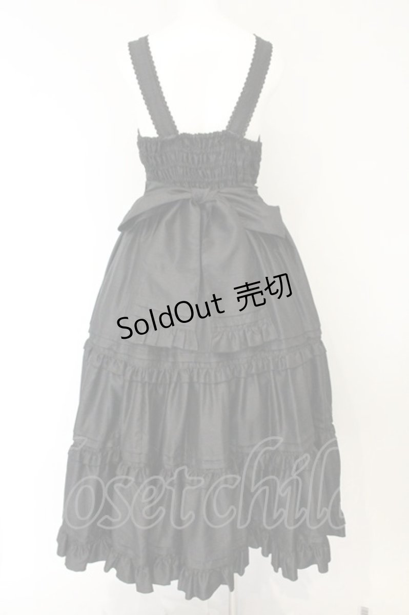 画像5: metamorphose / シャンタンレースアップティアードロングジャンパースカート  クロ O-26-07-24-1001-ME-OP-IG-OS (5)
