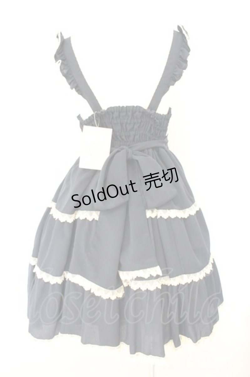 画像5: metamorphose / ３段ティアードジャンパースカート（ムジ）  ネイビー O-26-07-24-058-ME-OP-IG-OS (5)