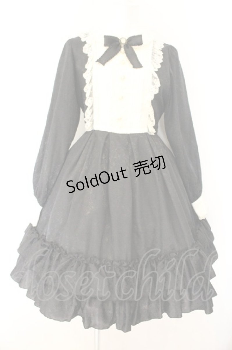 画像1: Pina sweetcollection / ローズジャガードワンピース  クロ×アイボリー O-26-07-24-060-LO-OP-IG-OS (1)