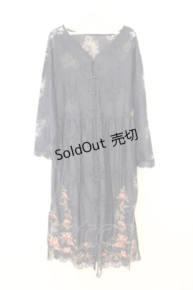 画像1: axes femme NOSTALGIE / 裾刺繍ガウンワンピース M ブルー O-26-07-24-010-AX-TO-IG-OS (1)