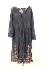 画像1: axes femme NOSTALGIE / 裾刺繍ガウンワンピース M ブルー O-26-07-24-010-AX-TO-IG-OS (1)