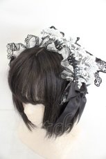 画像1: MorunxMuunaStoik / Libraヘッドドレス  ブラック×ホワイト O-26-07-24-2002-GO-ZA-OW-OS (1)