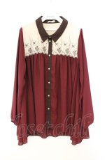 画像1: axes femme / ヨーク刺繍チュニック M ワイン×ベージュ O-26-07-24-022-AX-TO-IG-OS (1)