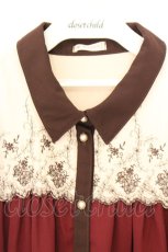 画像2: axes femme / ヨーク刺繍チュニック M ワイン×ベージュ O-26-07-24-022-AX-TO-IG-OS (2)