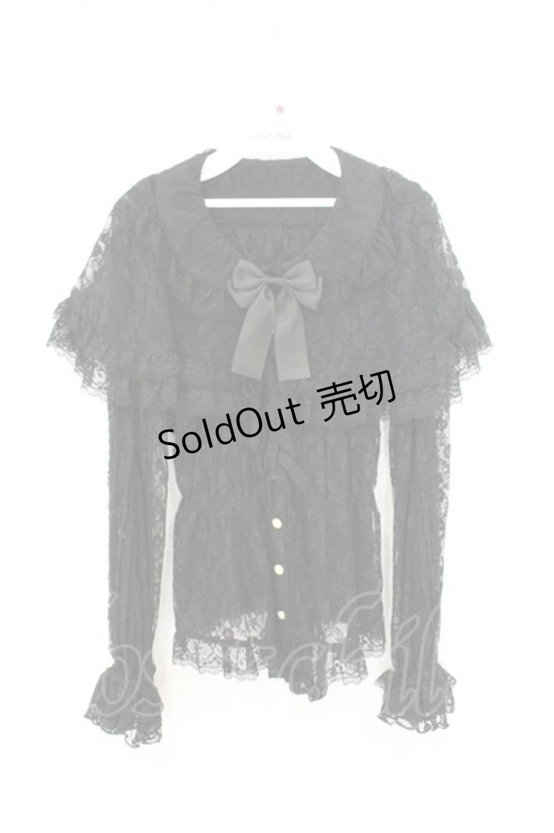 画像1: metamorphose / 総レースケープ付きシャーリングブラウス サイズ1 クロ O-26-07-24-003-ME-BL-IG-OS (1)
