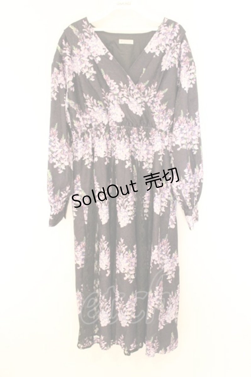 画像1: axes femme / カシュクールワンピース F クロ×パープル O-26-07-24-028-AX-OP-IG-ZI (1)