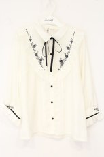 画像1: axes femme / バラ刺繍ヨーク切替七分袖ブラウス L キナリ O-26-07-26-001-AX-BL-OW-OS (1)