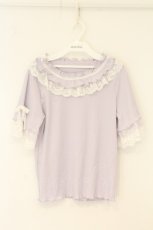 画像1: axes femme / フリル×レースリボンプルオーバー F ラベンダー O-26-07-26-006-AX-TO-OW-OS (1)