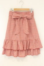 画像1: axes femme POETIQUE / リボン付バックフリルスカート M アカ O-26-07-26-1035-AX-SK-OW-OS (1)