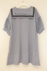 画像3: axes femme POETIQUE / セーラーカラーカットワンピース M ブルーグレー O-26-07-26-1041-AX-OP-OW-OS (3)