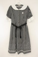 画像1: axes femme POETIQUE / マリンストライプシャツワンピース M クロ O-26-07-26-1006-AX-OP-OW-OS (1)