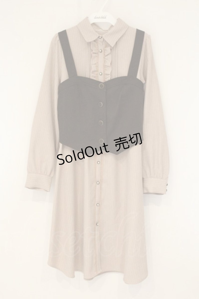 画像1: axes femme POETIQUE / ビスチェ付きシャツワンピ M ピンク×ブラウン O-26-07-26-1053-AX-OP-OW-OS (1)
