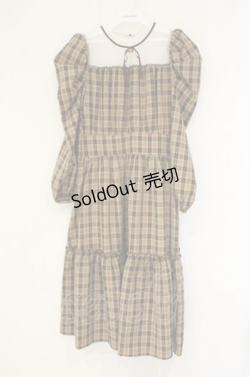 画像1: axes femme POETIQUE / チェックティアードロングワンピース M ブラウン O-26-07-26-1057-AX-OP-OW-ZI (1)