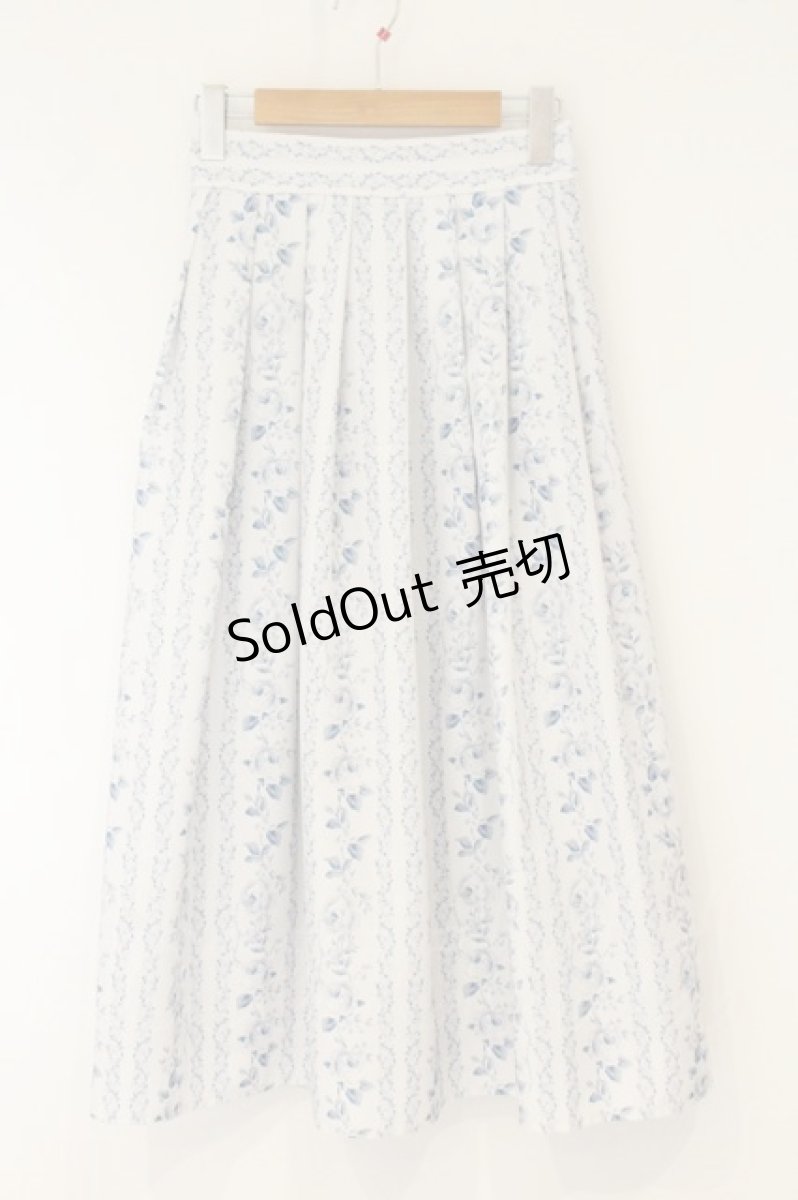 画像1: an another angelus / ストライプアンティークローズ柄スカート  オフシロ×ブルー O-26-07-26-1071-CA-SK-IG-OS (1)
