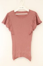 画像1: F&A / 透かし編みラッフルノースリーブニットプルオーバー  ピンク O-26-07-26-1078-CA-TO-IG-OS (1)