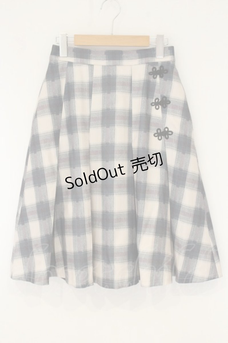 画像1: axes femme POETIQUE / チャイナボタンチェックプリーツスカート M キナリ O-26-07-26-1009-AX-SK-OW-OS (1)