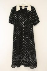 画像1: F&A / リップルドット柄クレリックワンピース  クロ O-26-07-26-1086-CA-OP-IG-OS (1)
