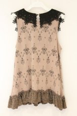 画像3: axes femme / スカラップ襟シャンデリア風プリントノースリーブトップス m ピンクベージュ O-26-07-26-1092-AX-TO-IG-OS (3)