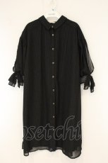 画像1: axes femme POETIQUE / シフォンストライプシャツワンピース M クロ O-26-07-26-1010-AX-OP-OW-OS (1)