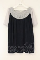 画像1: axes femme / レース切替プリーツ入りプルオーバー M ネイビー×グレー O-26-07-26-1100-AX-TO-IG-OS (1)