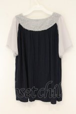 画像3: axes femme / レース切替プリーツ入りプルオーバー M ネイビー×グレー O-26-07-26-1100-AX-TO-IG-OS (3)
