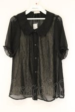 画像1: axes femme / レイヤード風シフォンブラウス M クロ O-26-07-26-1103-AX-BL-IG-OS (1)