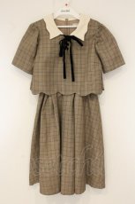 画像1: axes femme POETIQUE / スカラップ襟セットアップ風ワンピース M ブラウン O-26-07-26-1011-AX-OP-OW-OS (1)
