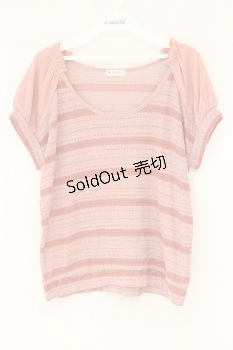 画像1: axes femme / ボーダー編みニットトップス M ピンク O-26-07-26-1105-AX-TO-IG-ZI (1)