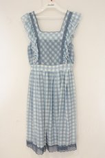 画像1: axes femme POETIQUE / チェックシフォンエプロンワンピース M ブルー O-26-07-26-1019-AX-OP-OW-OS (1)