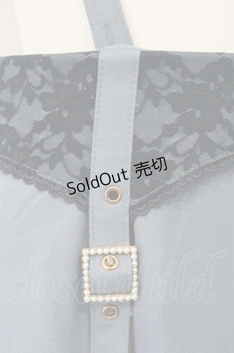 画像2: axes femme POETIQUE / ガーターデザインサス付スカート M ブルー O-26-07-26-1021-AX-SK-OW-OS (2)