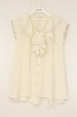 画像1: axes femme / ピコミシンフリル襟ブラウス M キナリ O-26-07-26-1033-AX-BL-OW-OS (1)