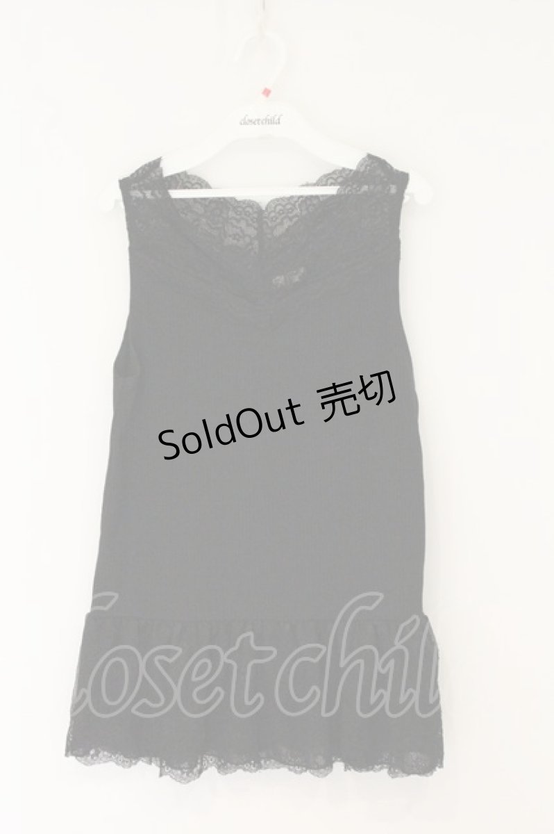 画像1: axes femme / スカラップレースロングタンク M クロ O-26-07-26-008-AX-TO-OW-ZI (1)