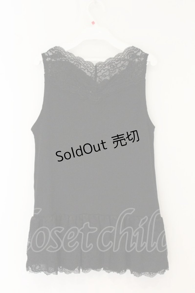 画像3: axes femme / スカラップレースロングタンク M クロ O-26-07-26-008-AX-TO-OW-ZI (3)