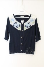 画像1: axes femme / あじさい刺繍カーディガン M ネイビー O-26-07-26-023-AX-TO-OW-OS (1)