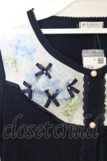 画像2: axes femme / あじさい刺繍カーディガン M ネイビー O-26-07-26-023-AX-TO-OW-OS (2)