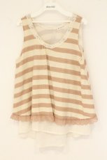 画像1: axes femme / ボーダーニットレイヤードタンクトップ M ピンク×アイボリー O-26-07-28-055-AX-TO-IG-OS (1)