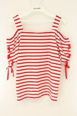 画像1: LIZ LISA / ボーダーオフショルTシャツ  シロ×アカ O-26-07-28-008-LO-TO-IG-OS (1)