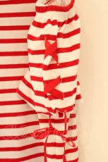 画像2: LIZ LISA / ボーダーオフショルTシャツ  シロ×アカ O-26-07-28-008-LO-TO-IG-OS (2)
