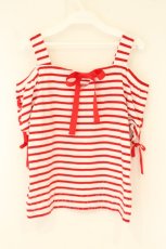 画像3: LIZ LISA / ボーダーオフショルTシャツ  シロ×アカ O-26-07-28-008-LO-TO-IG-OS (3)