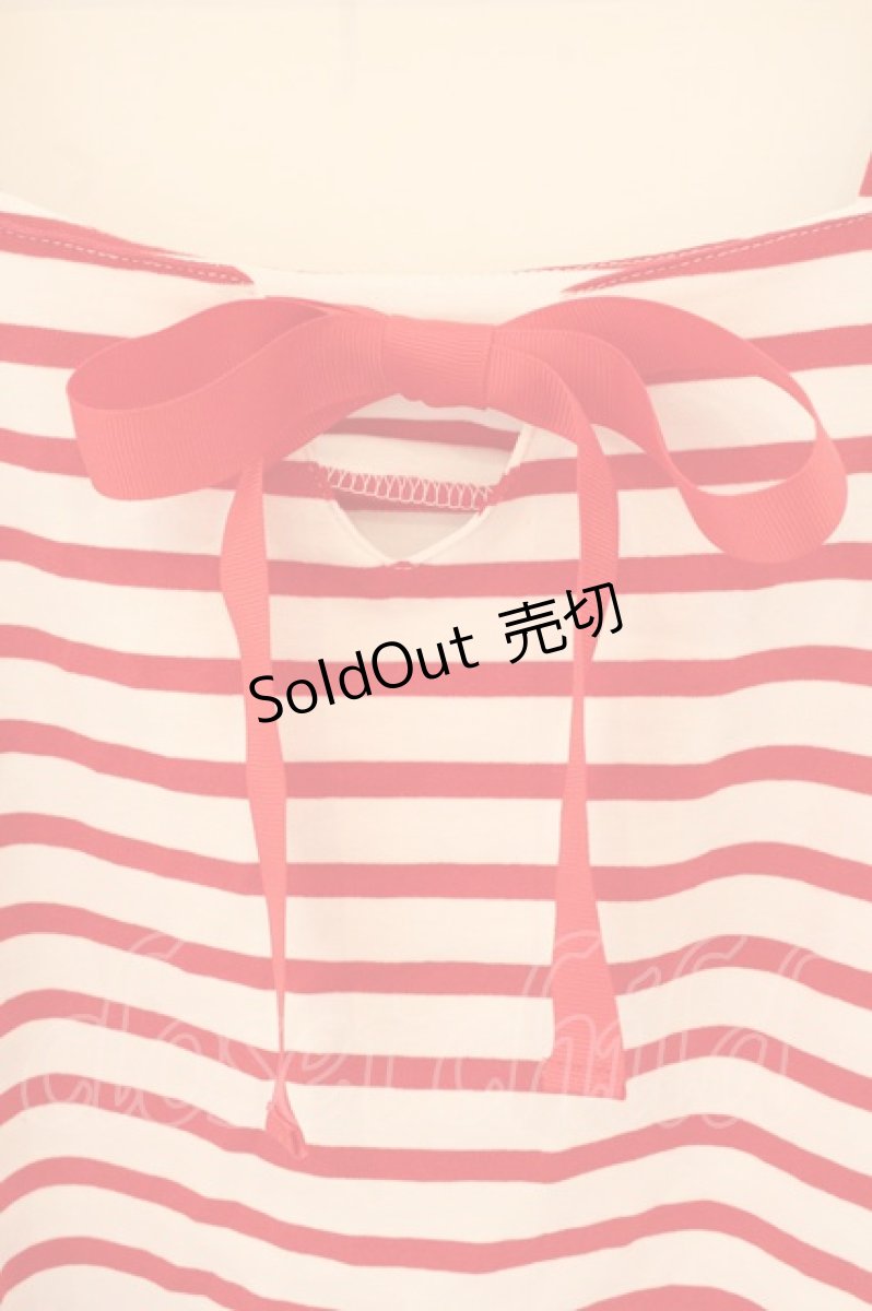 画像4: LIZ LISA / ボーダーオフショルTシャツ  シロ×アカ O-26-07-28-008-LO-TO-IG-OS (4)
